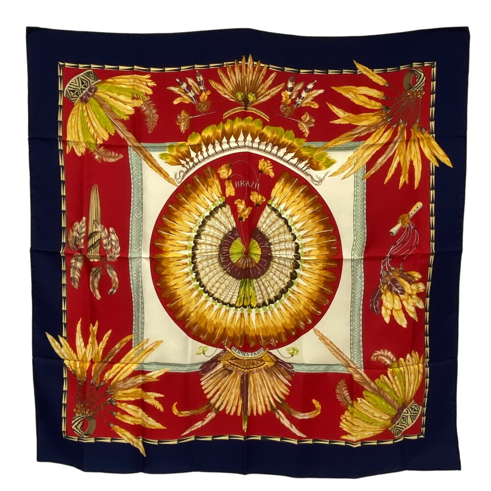 HERMES scarf silk Navy Carre90 BRAZIL