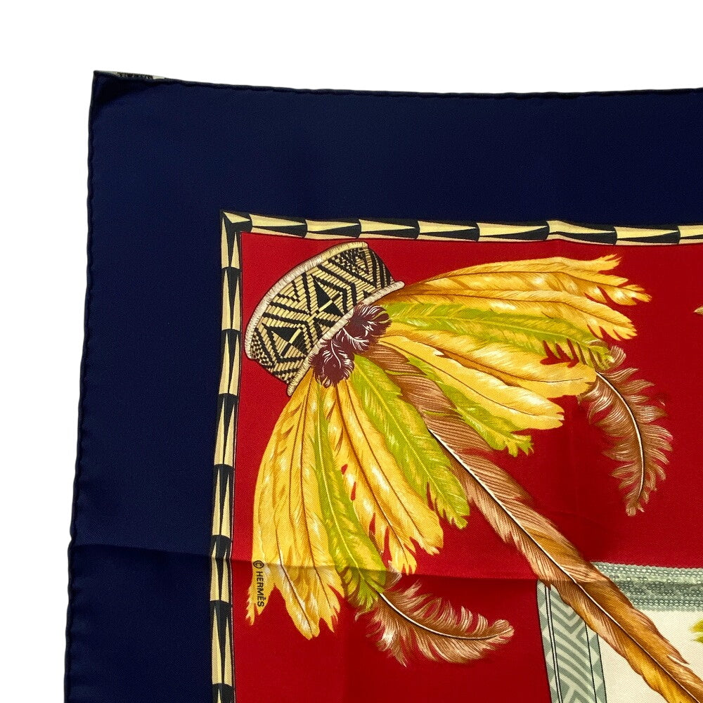 HERMES scarf silk Navy Carre90 BRAZIL