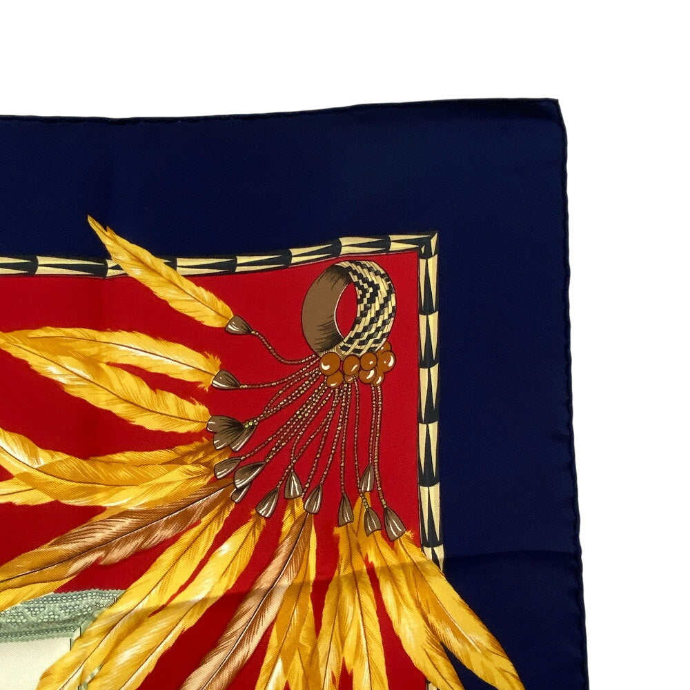 HERMES scarf silk Navy Carre90 BRAZIL