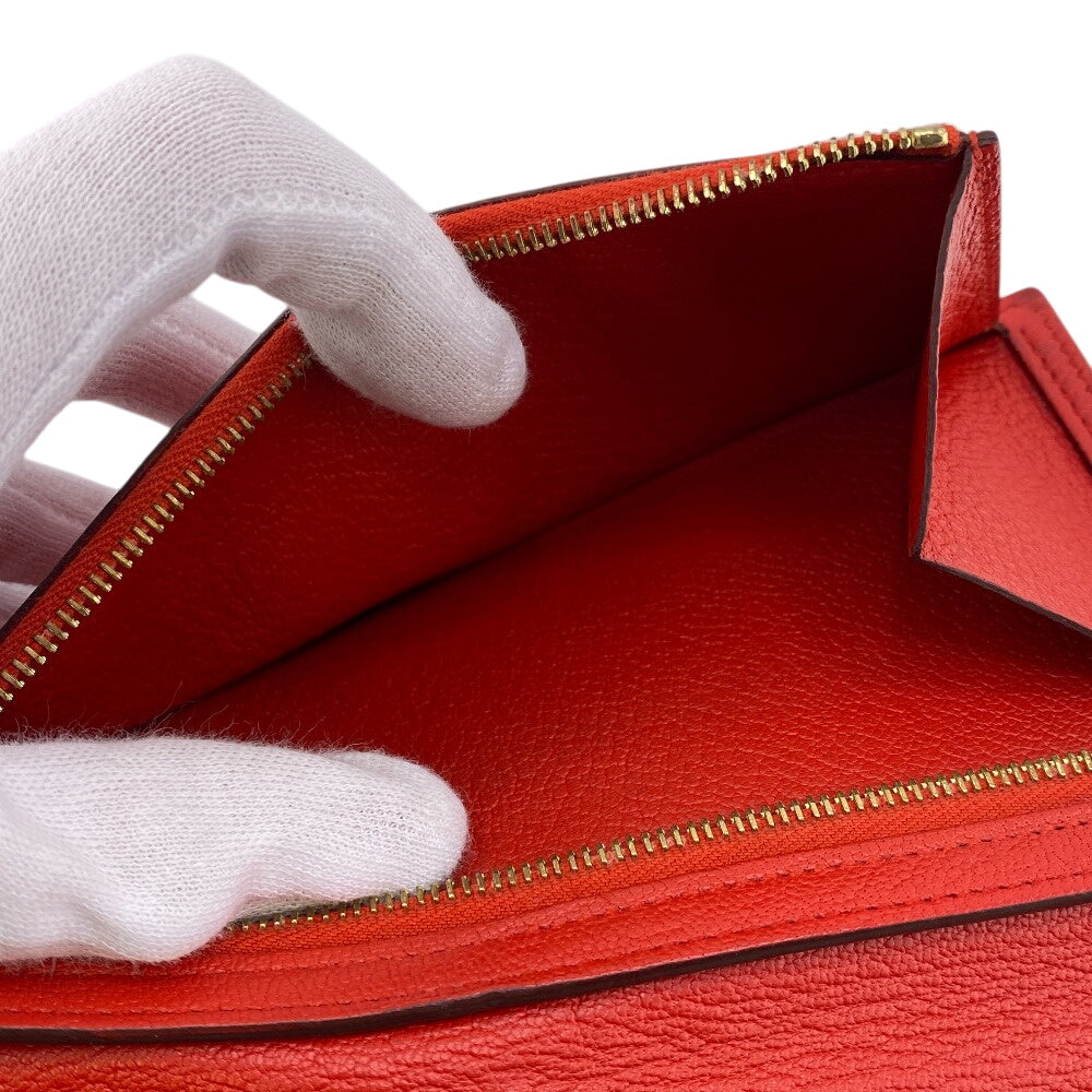 HERMES Long Wallet Purse Chevre Misol Red Beansufla