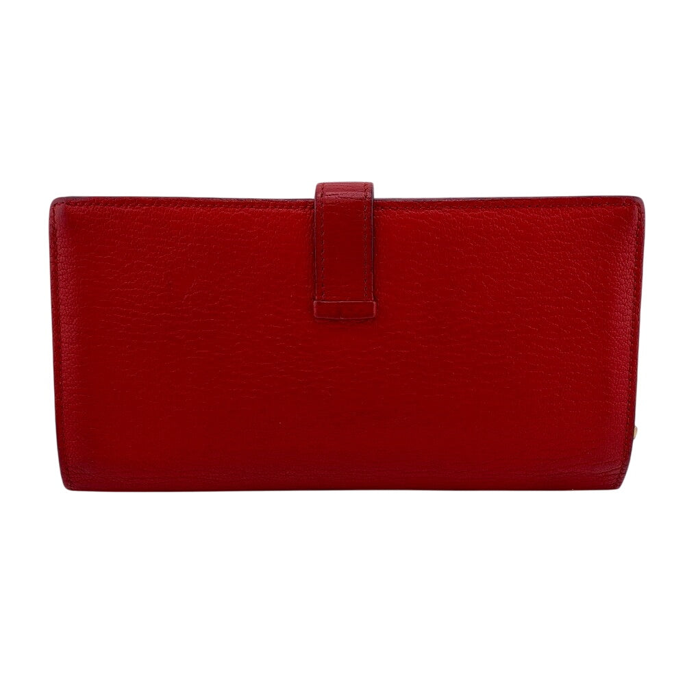 HERMES Long Wallet Purse Chevre Misol Red Beansufla