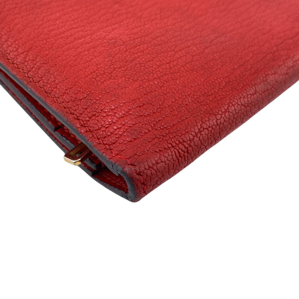 HERMES Long Wallet Purse Chevre Misol Red Beansufla