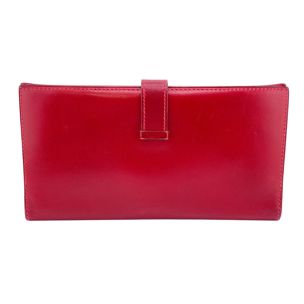 HERMES Long Wallet Purse Box scarf Red Baan classic