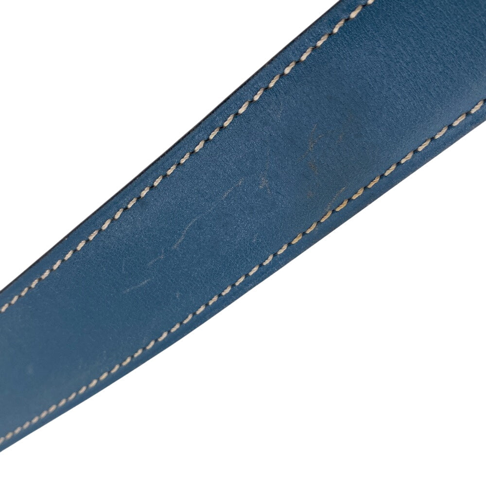 HERMES belt leather blue reversible 65