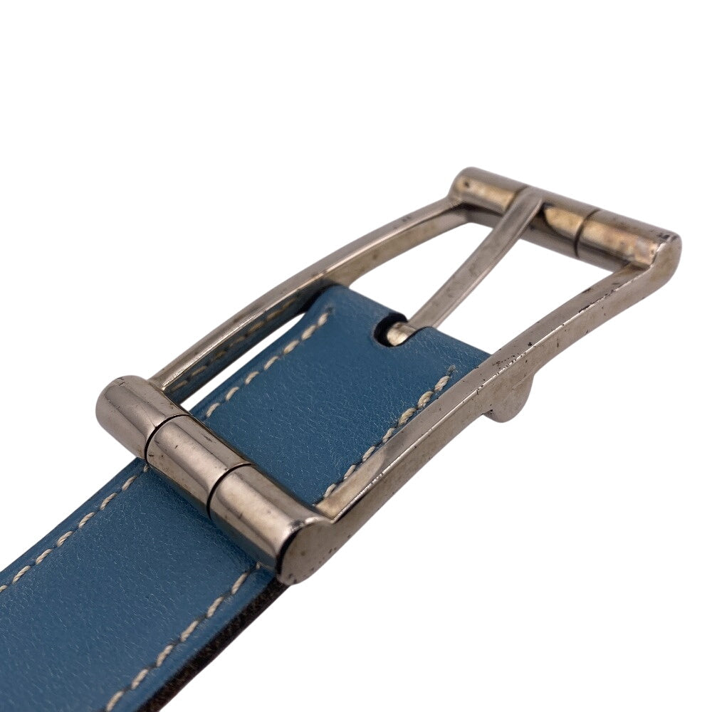 HERMES belt leather blue reversible 65