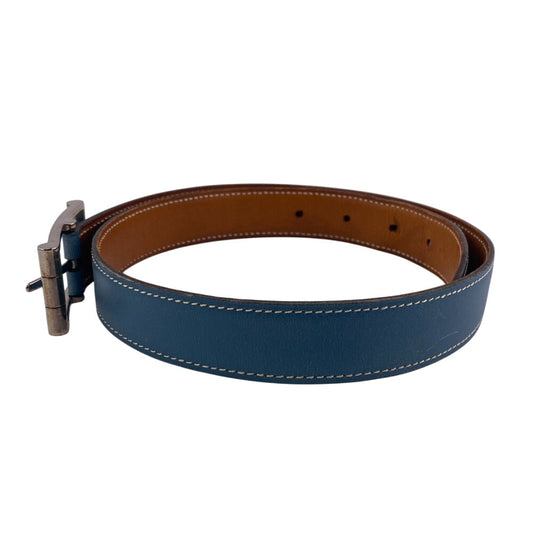 HERMES belt leather blue reversible 65