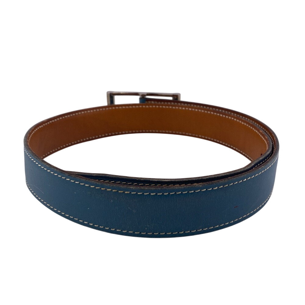 HERMES belt leather blue reversible 65