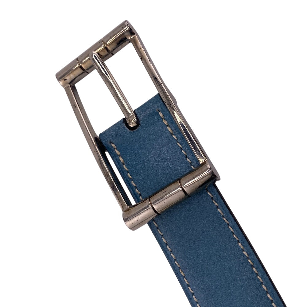 HERMES belt leather blue reversible 65