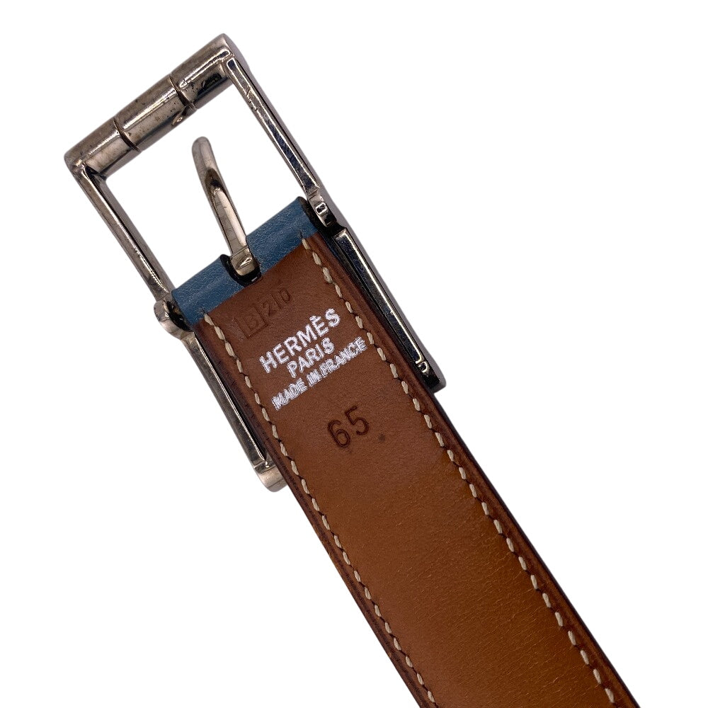 HERMES belt leather blue reversible 65