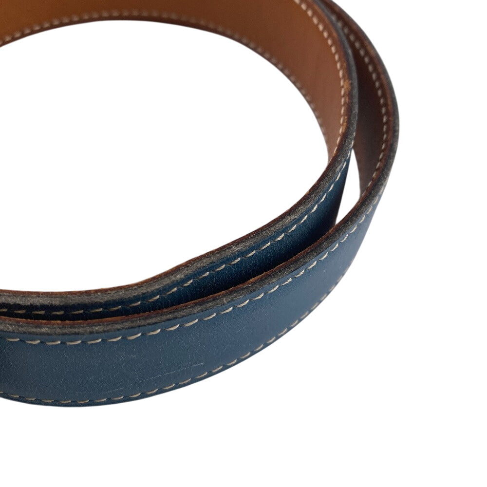 HERMES belt leather blue reversible 65