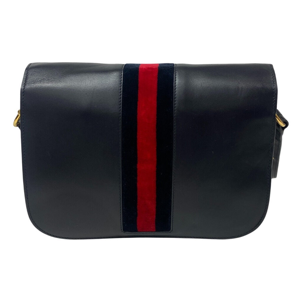 GUCCI Shoulder Bag 602204 Leather, Velour Navy Velor x leather Horsebit 1955