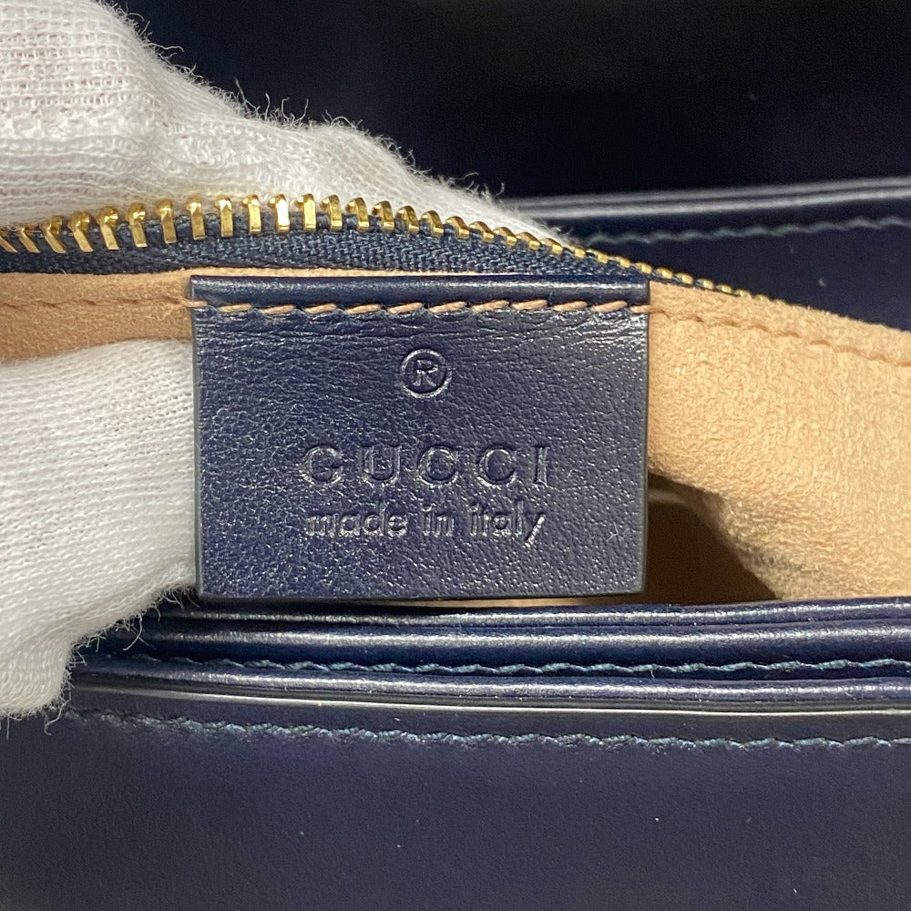 GUCCI Shoulder Bag 602204 Leather, Velour Navy Velor x leather Horsebit 1955