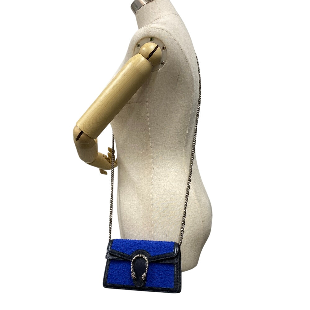 GUCCI Shoulder Bag 476432 Wool, Leather blue Duosonis
