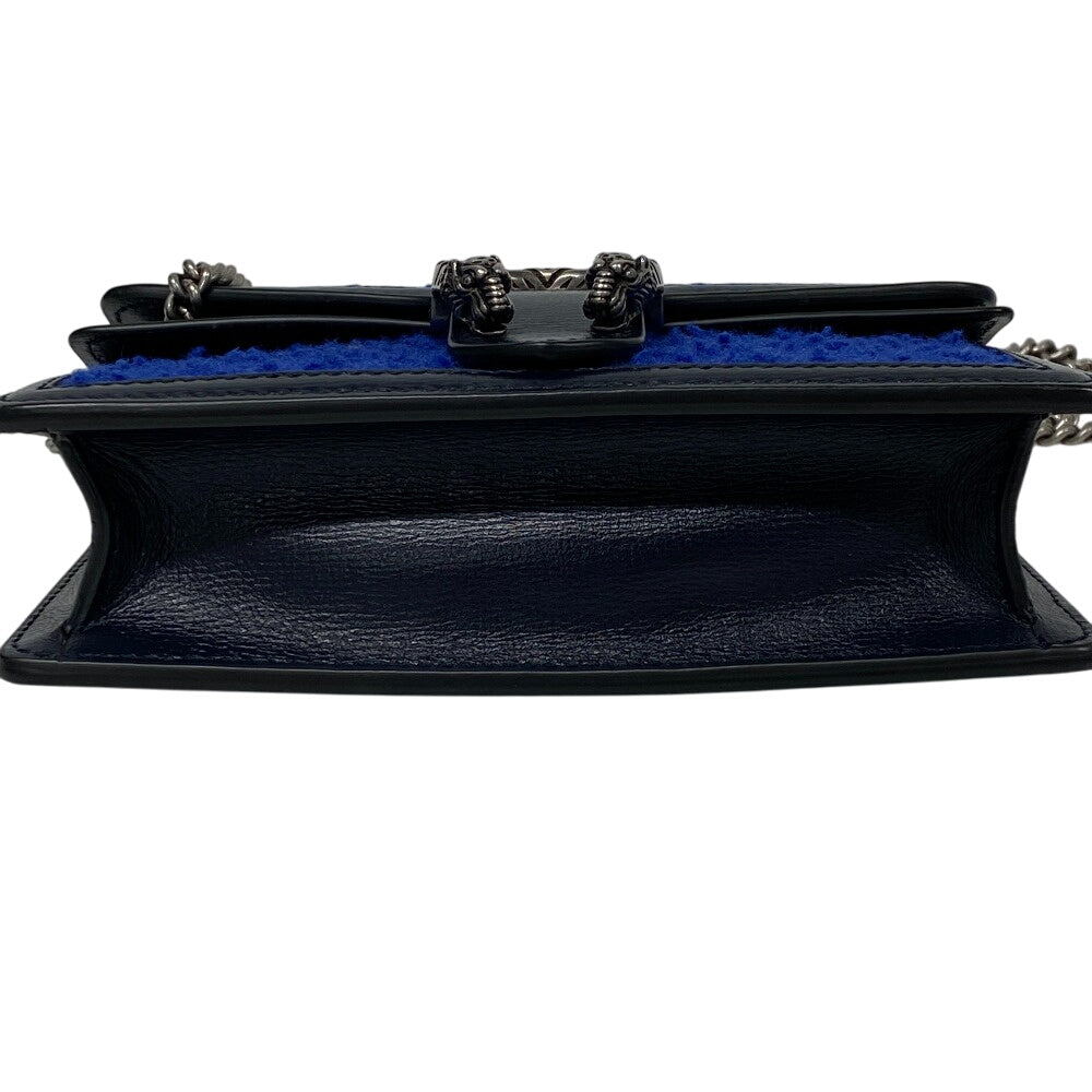 GUCCI Shoulder Bag 476432 Wool, Leather blue Duosonis