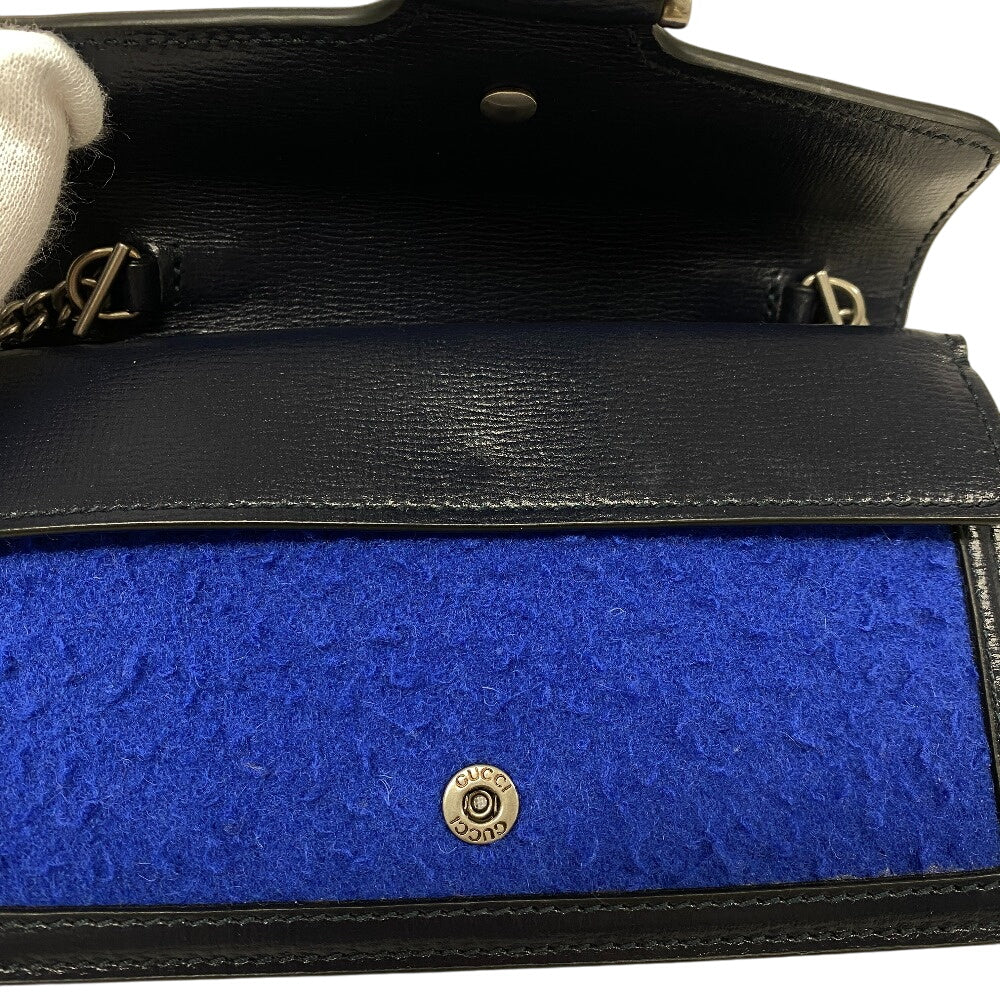 GUCCI Shoulder Bag 476432 Wool, Leather blue Duosonis