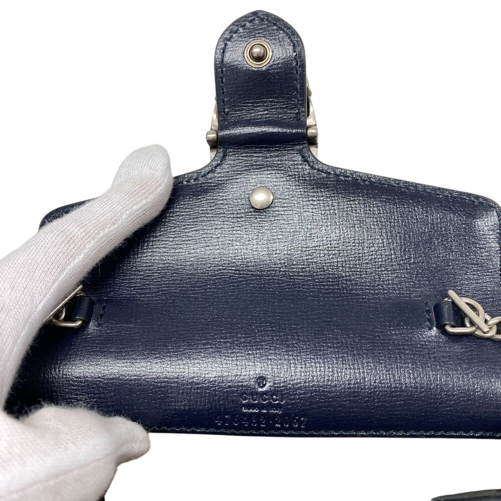 GUCCI Shoulder Bag 476432 Wool, Leather blue Duosonis