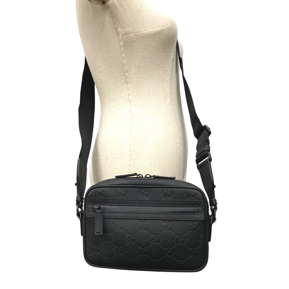 GUCCI Shoulder Bag 771293 rubber black GG Rubber