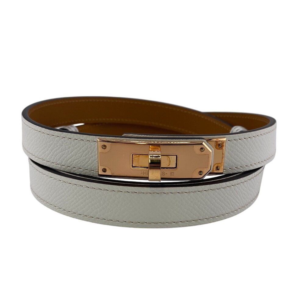 HERMES belt leather white Kelly belt
