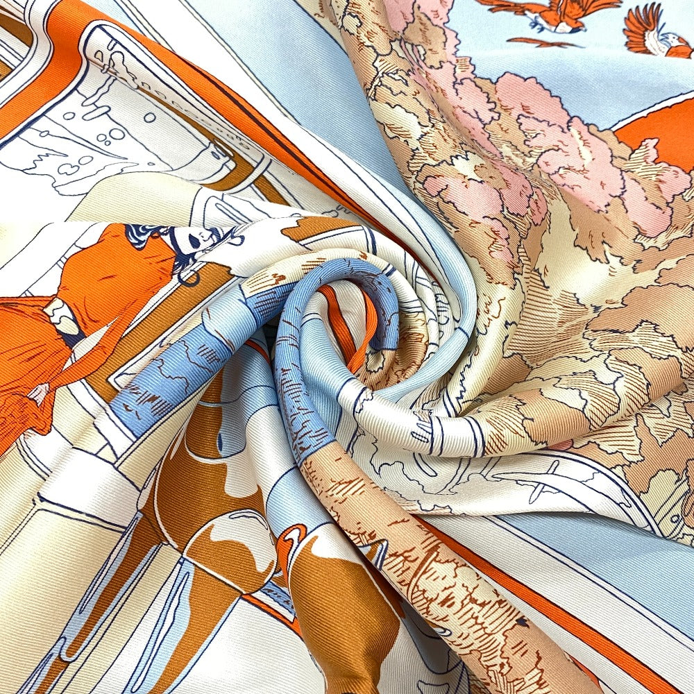 HERMES scarf silk Orange Rendez Vous Galant Carre70