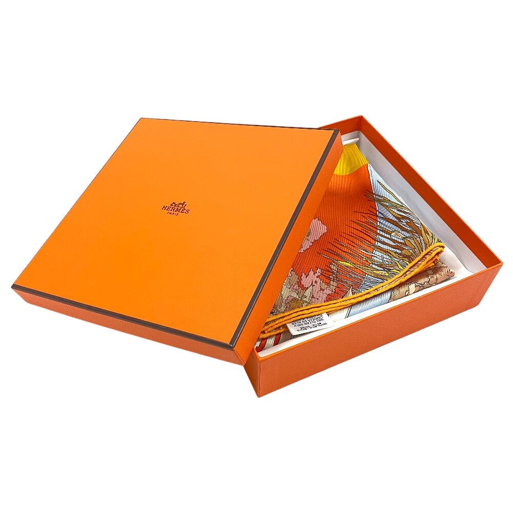HERMES scarf silk Orange Rendez Vous Galant Carre70