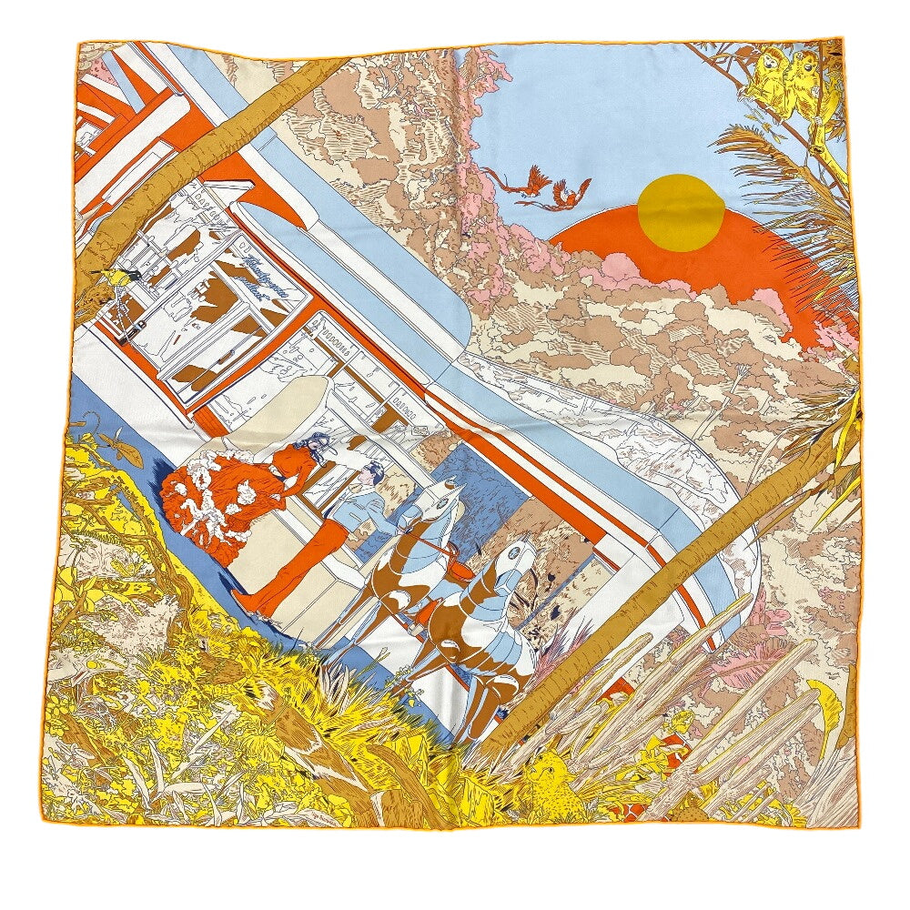 HERMES scarf silk Orange Rendez Vous Galant Carre70