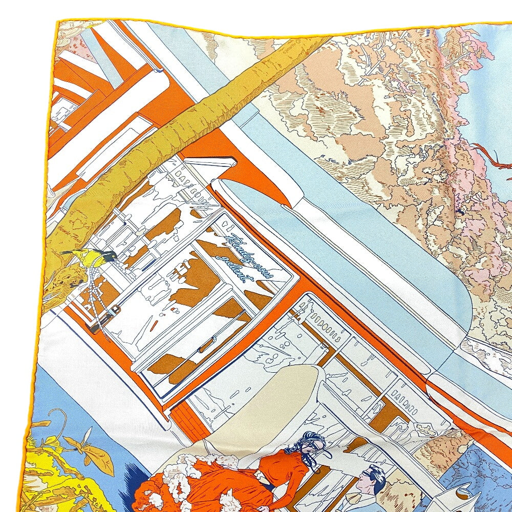 HERMES scarf silk Orange Rendez Vous Galant Carre70