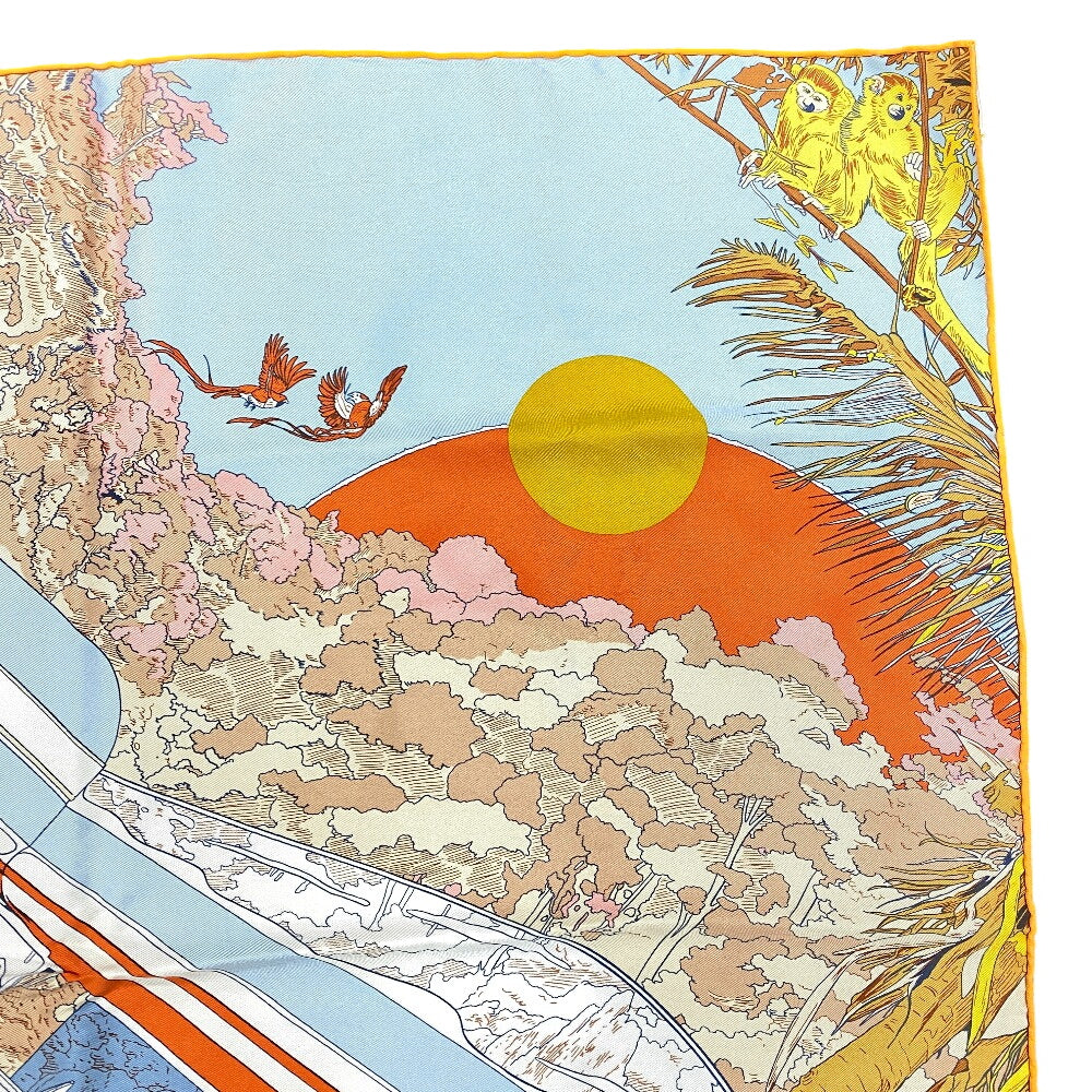 HERMES scarf silk Orange Rendez Vous Galant Carre70