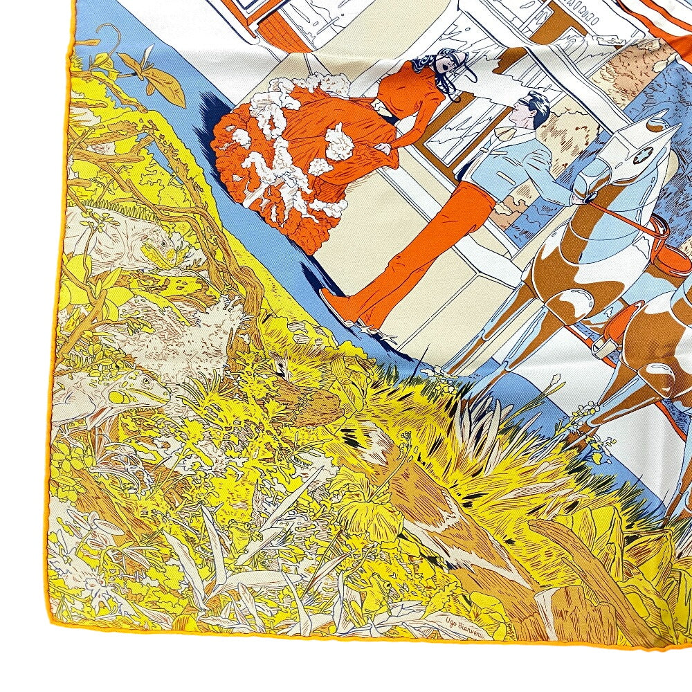 HERMES scarf silk Orange Rendez Vous Galant Carre70