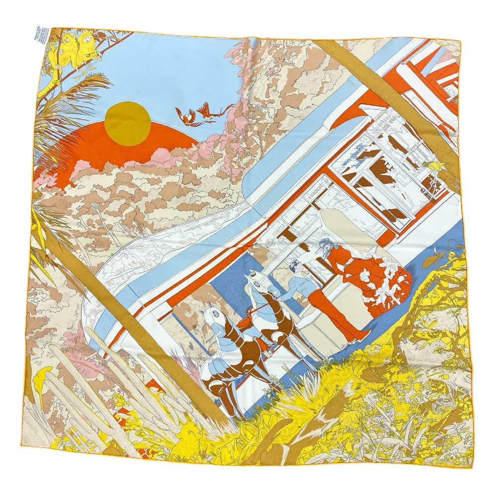 HERMES scarf silk Orange Rendez Vous Galant Carre70