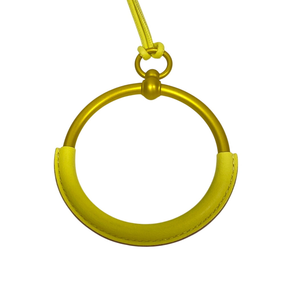HERMES Necklace leather yellow ground loop