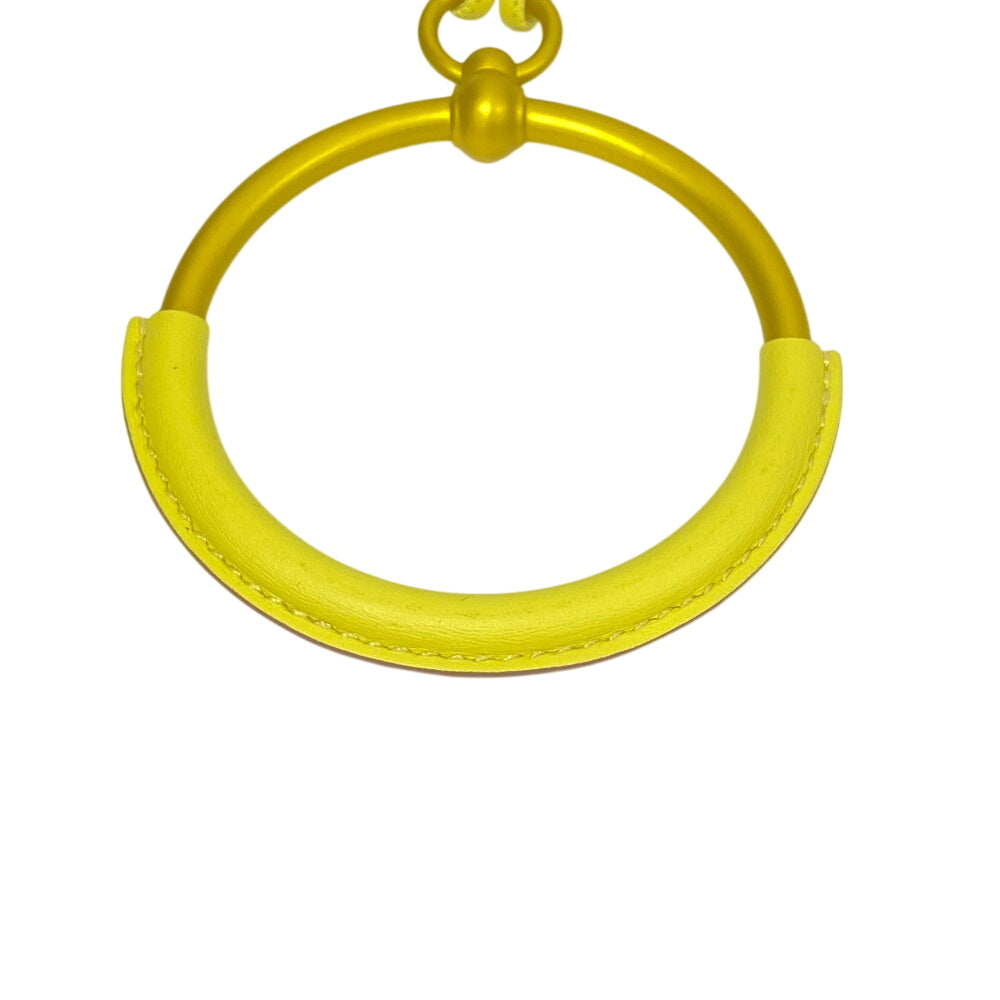 HERMES Necklace leather yellow ground loop