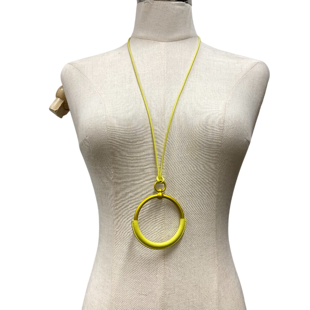 HERMES Necklace leather yellow ground loop