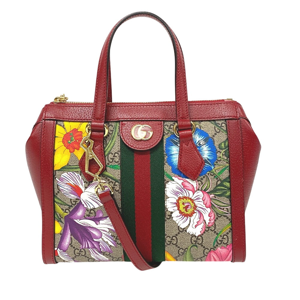 GUCCI Handbag 547551 Leather, PVC beige GG Flora Shoulder Bag