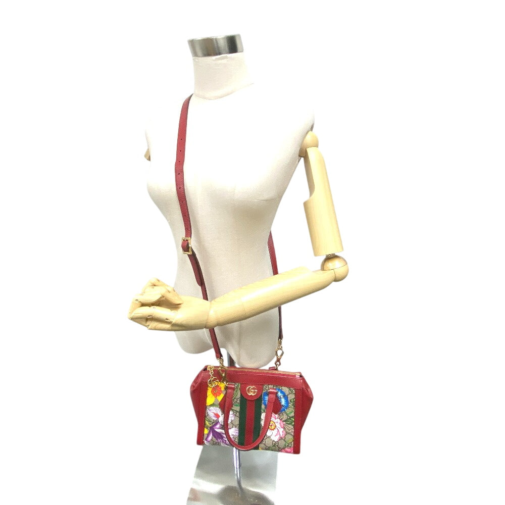 GUCCI Handbag 547551 Leather, PVC beige GG Flora Shoulder Bag