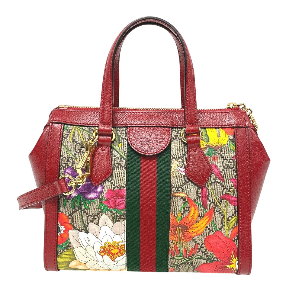 GUCCI Handbag 547551 Leather, PVC beige GG Flora Shoulder Bag