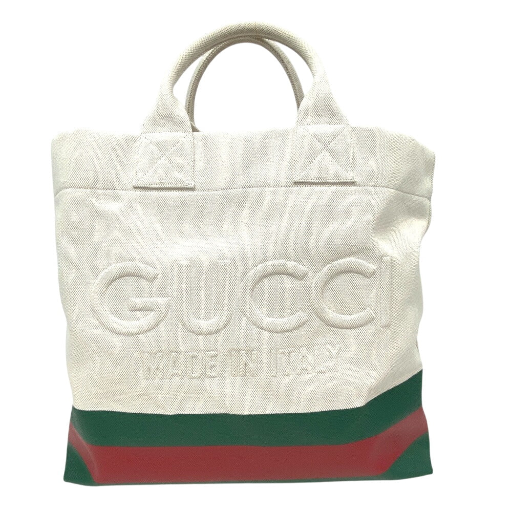 GUCCI Tote Bag 779510 canvas beige Embossed logo