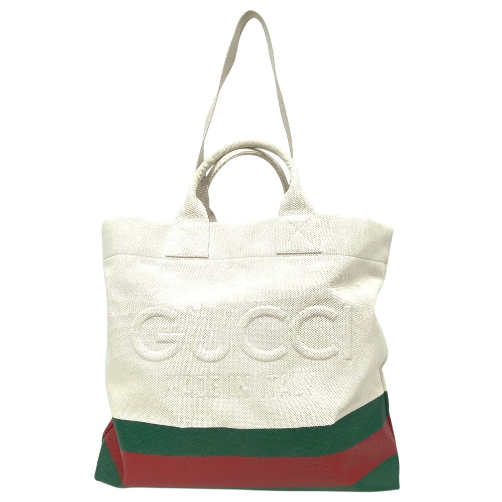 GUCCI Tote Bag 779510 canvas beige Embossed logo