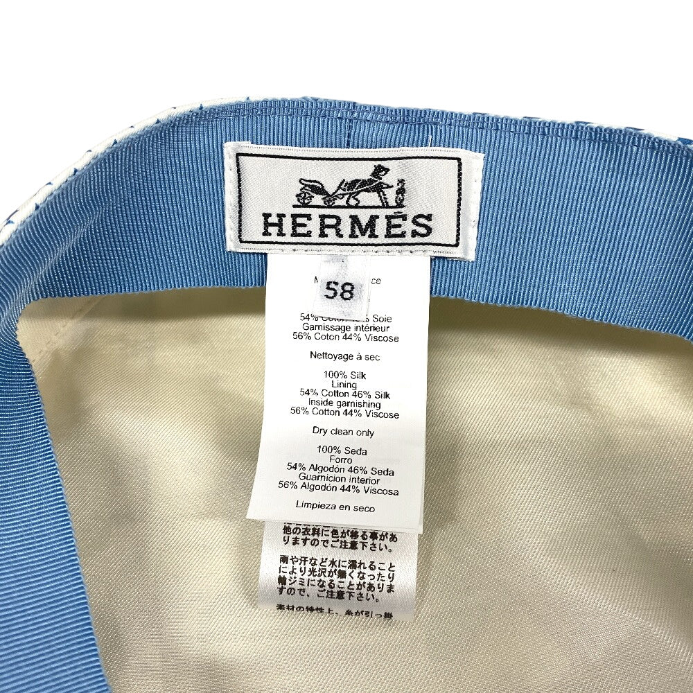 HERMES Casquette silk blue 58