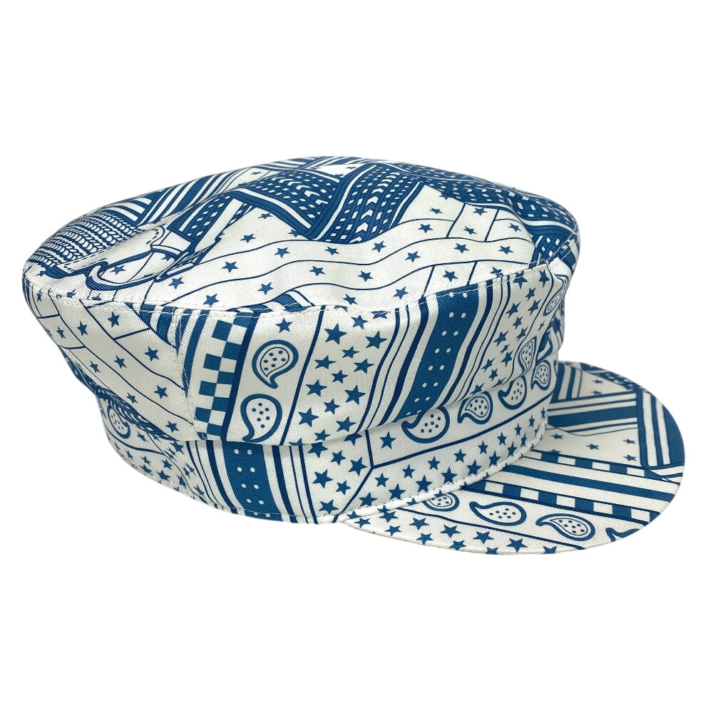HERMES Casquette silk blue 58