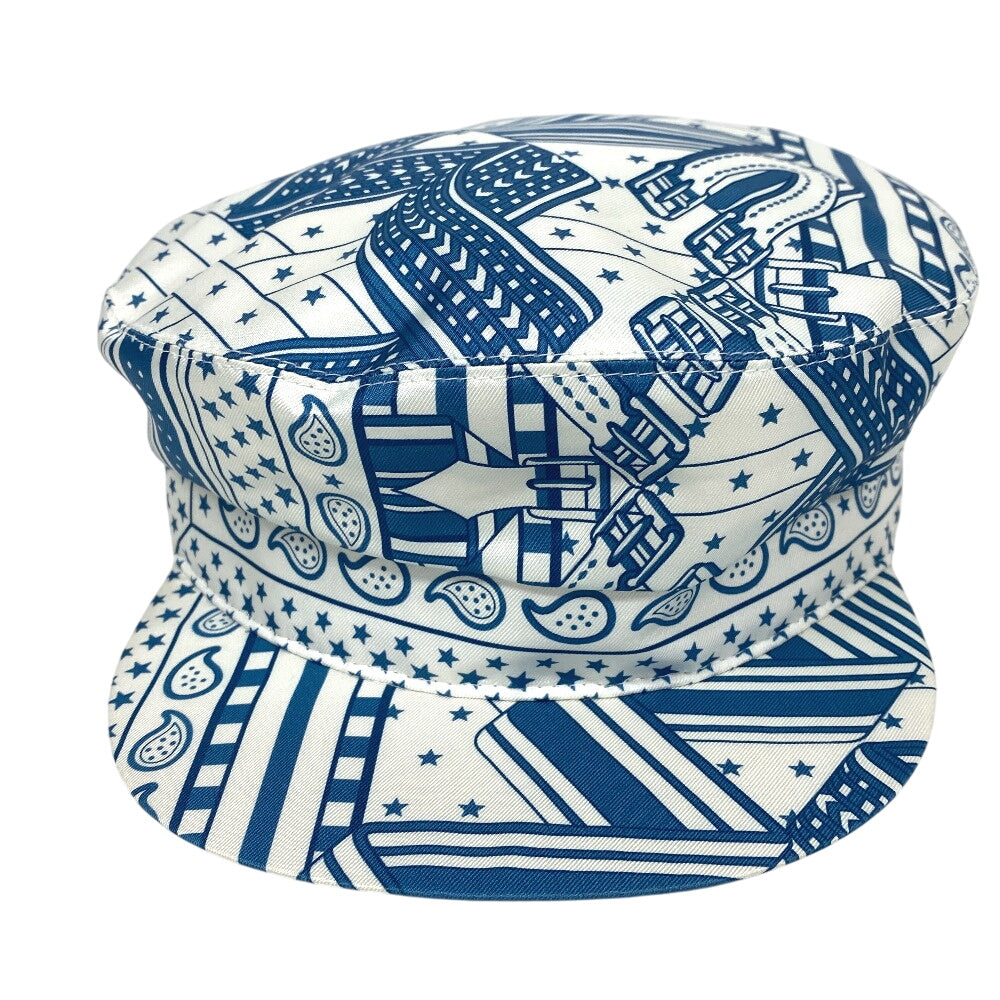 HERMES Casquette silk blue 58
