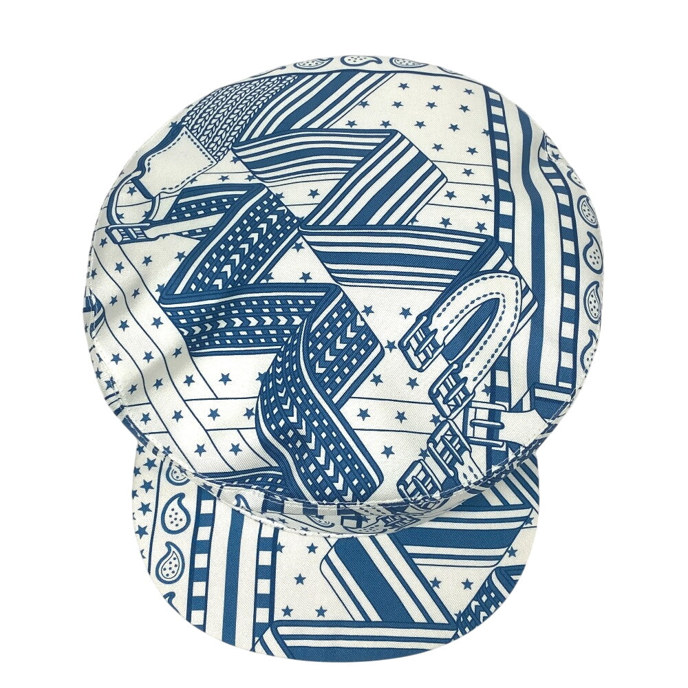 HERMES Casquette silk blue 58