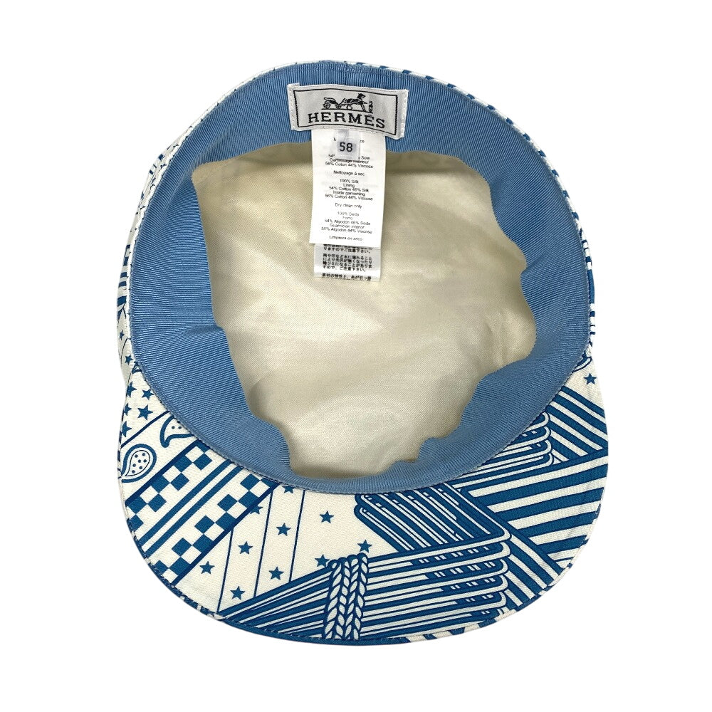 HERMES Casquette silk blue 58