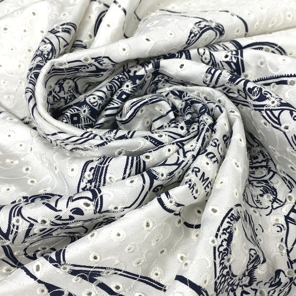 HERMES scarf silk white Carre70 BRIDES de GALA Ceremonial bridle Broderie Anglaise