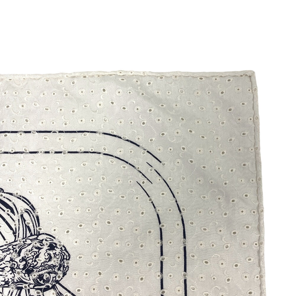 HERMES scarf silk white Carre70 BRIDES de GALA Ceremonial bridle Broderie Anglaise
