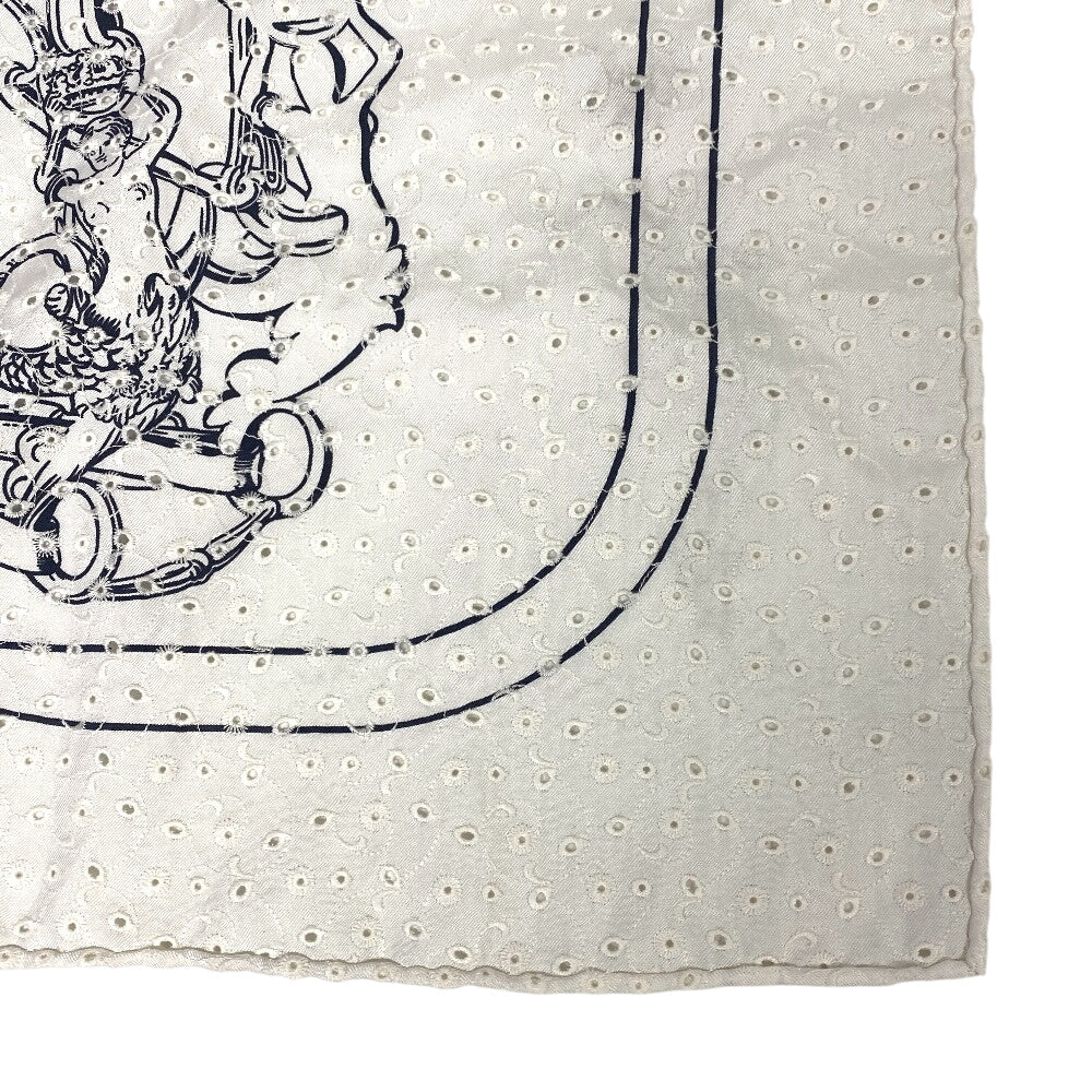 HERMES scarf silk white Carre70 BRIDES de GALA Ceremonial bridle Broderie Anglaise