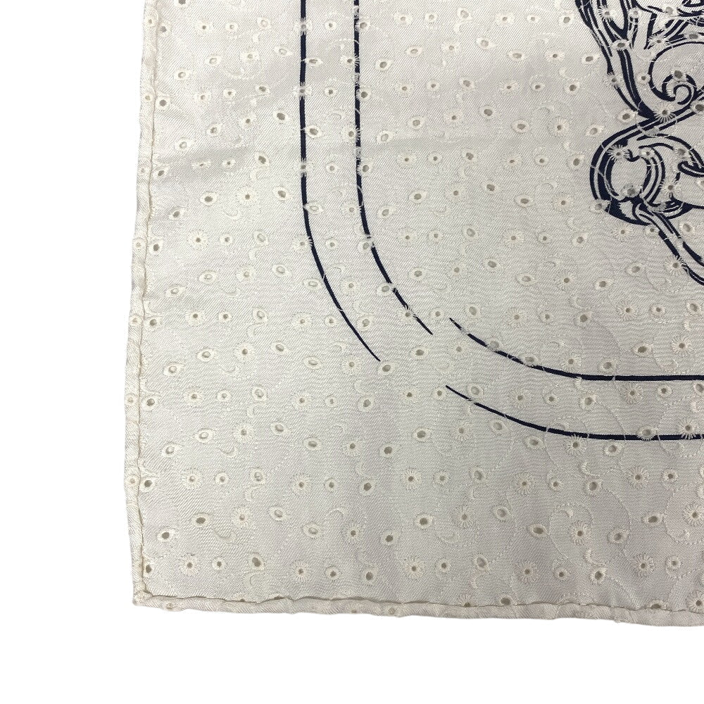 HERMES scarf silk white Carre70 BRIDES de GALA Ceremonial bridle Broderie Anglaise