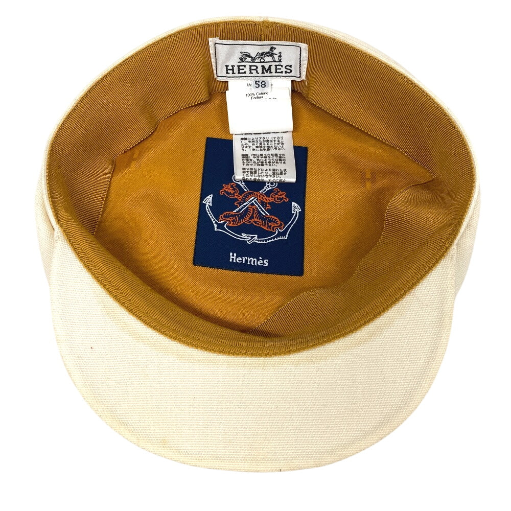 HERMES Casquette Cotton, Silk Ivory Serie 58