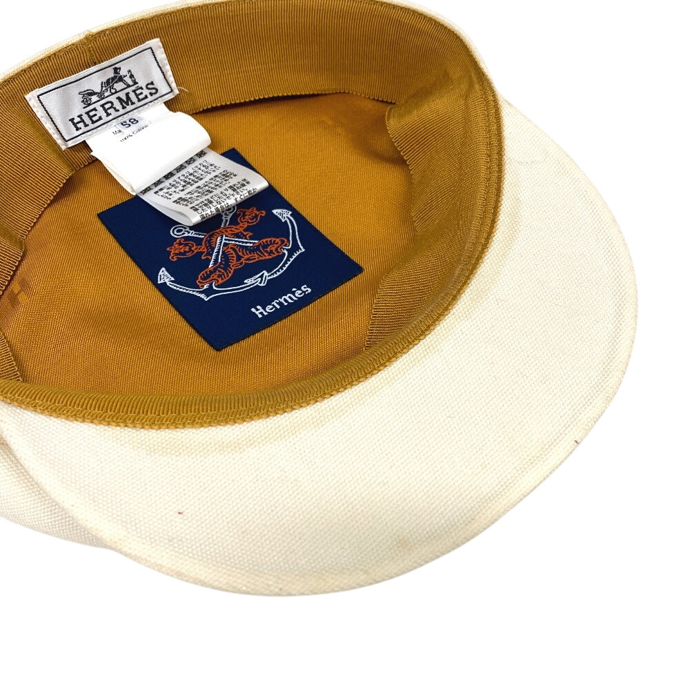 HERMES Casquette Cotton, Silk Ivory Serie 58