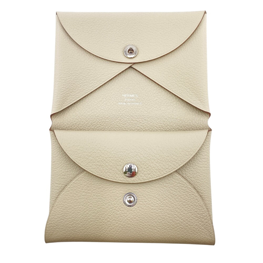HERMES Coin case Evercolor Ivory Calvi duo
