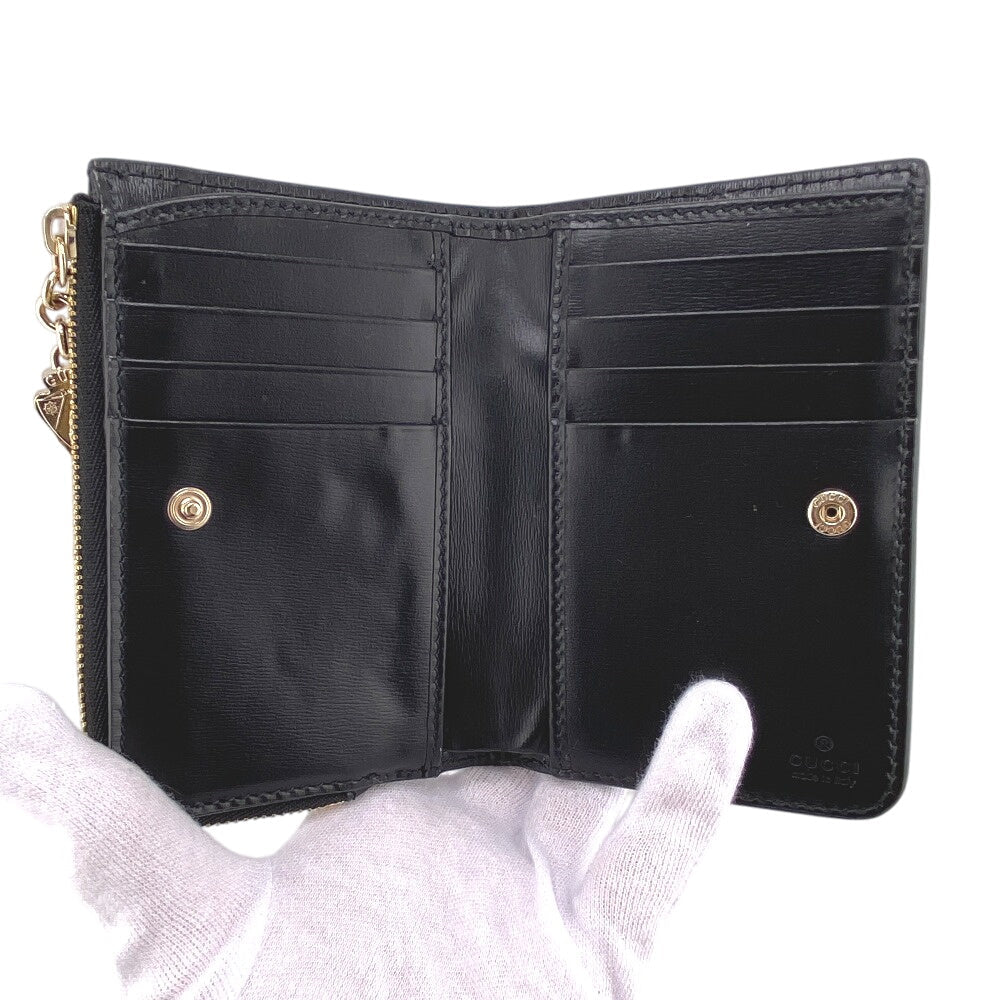 GUCCI Bifold Wallet Canvas, Leather black GG canvas